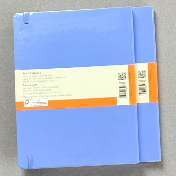 2 Moleskine Classic Collection Hardcover Notebooks, NWT Hydrangea Blue, 7.5"x9.7 - Picture 2 of 2